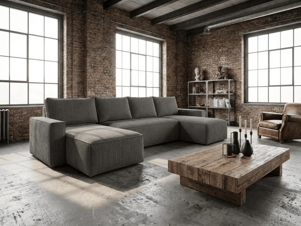 U alakú ülőgarnitúra SMART COSARO 295x140 cm, sötétszürke