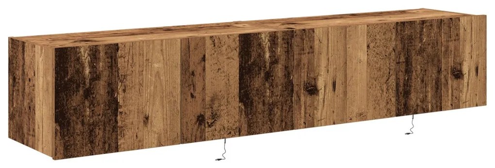 LED-es világítással ellátott TV faliszekrények 2 db Régi fa 80x35x31 cm