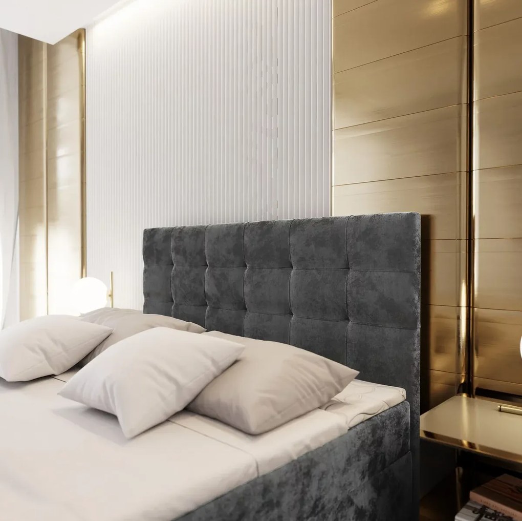 AKCIÓ Kárpitozott boxspring ágy GLORIEN VELVET 180x200 cm türkiz II. osztály Matrac: Bonell rugós matrac