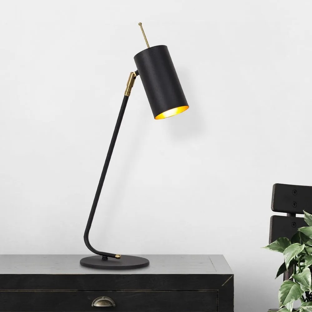 Fekete-aranyszínű asztali lámpa fém búrával (magasság 55 cm) Sivani – Opviq lights