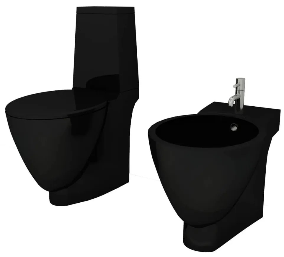 Fekete kerámia WC és bidé szett