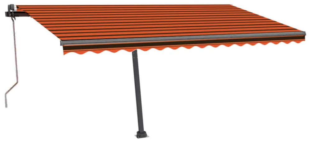 narancssárga-barna szélérzékelős és LED-es napellenző 450x300cm