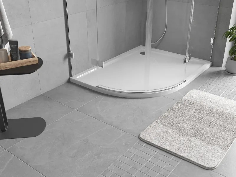 Mexen Flow félköríves aszimmetrikus vékony jobbos zuhanytálca 90 x 80 cm, fehér fényes - 46Q108090R