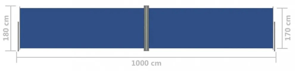 kék behúzható oldalsó napellenző 180 x 1000 cm