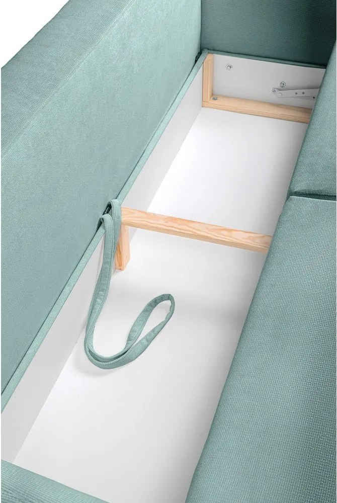 Türkiz kordbársony kinyitható-tárolóhelyes kanapé 215 cm Bjork – Bonami Selection