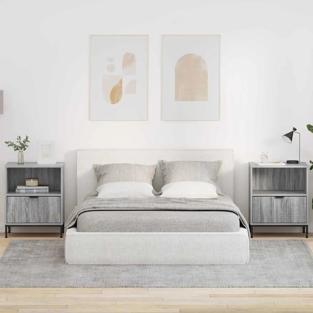 Éjjeliszekrények 2 pcs Szürke sonoma 49 x 36 x 61 cm Faanyag