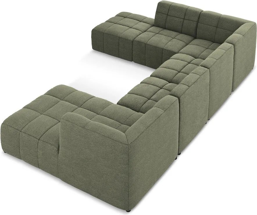 Zöld buklé sarokkanapé (U alakú) Aloha – Makamii