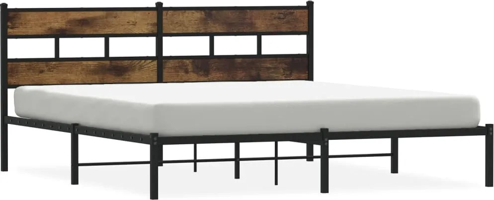vidaXL füstös tölgy színű fém ágykeret matrac nélkül 193 x 203 cm