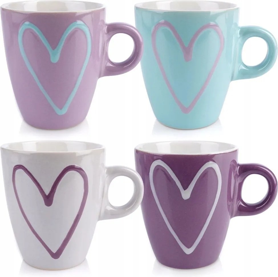 Kávés bögre szett Kakaó Kerámia Szívek Orion 210 ml 4 db