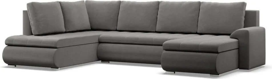 Tokio U sarokkanapé, 3 ágyneműtartóval, bársony, baloldali, világosszürke