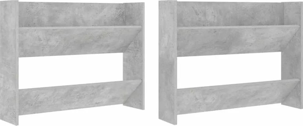 vidaXL 2 db betonszürke forgácslap fali cipősszekrény 80 x 18 x 60 cm