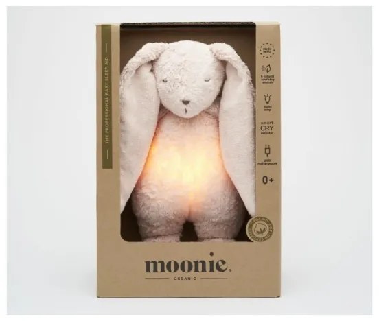 Moonie - Snuggle buddy dallammal és világítással 2.0 nyuszi organic rózsa