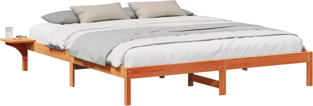 vidaXL Ágykeret Faggyú barna 200 x 200 cm Tömör fenyőfa