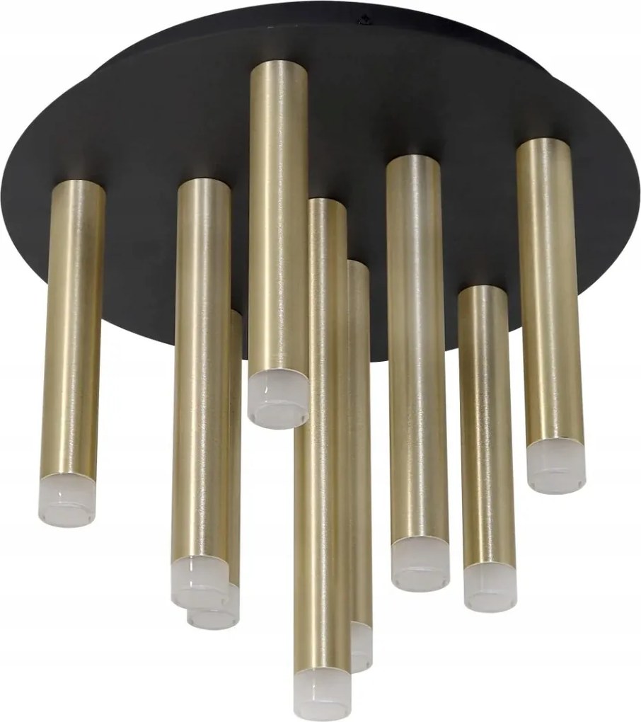 Mennyezeti lámpa kerek 30cm fekete arany 9 tubus modern hálószoba Polux