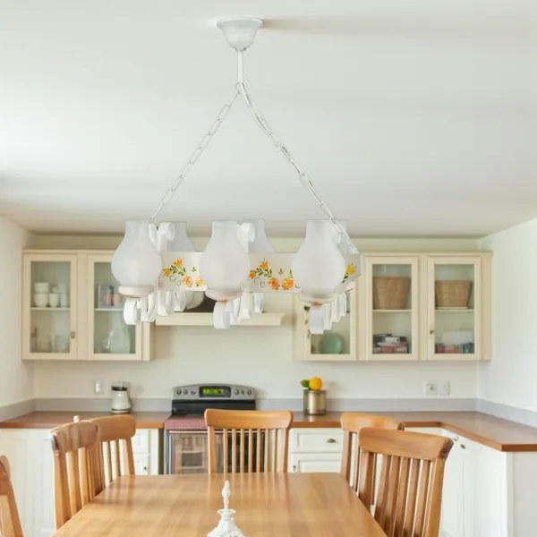 Brilagi - QUEEN láncos csillár 6xE14/40W/230V bükk/krém