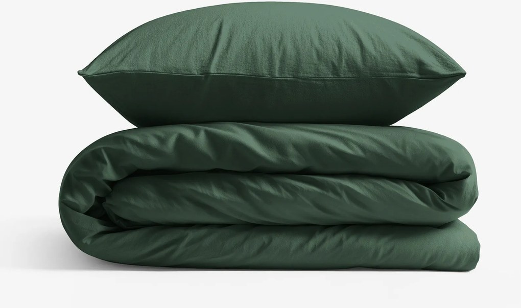 Goldea pamut ágyneműhuzat garnitúra - sötétzöld 140 x 200 és 70 x 90 cm