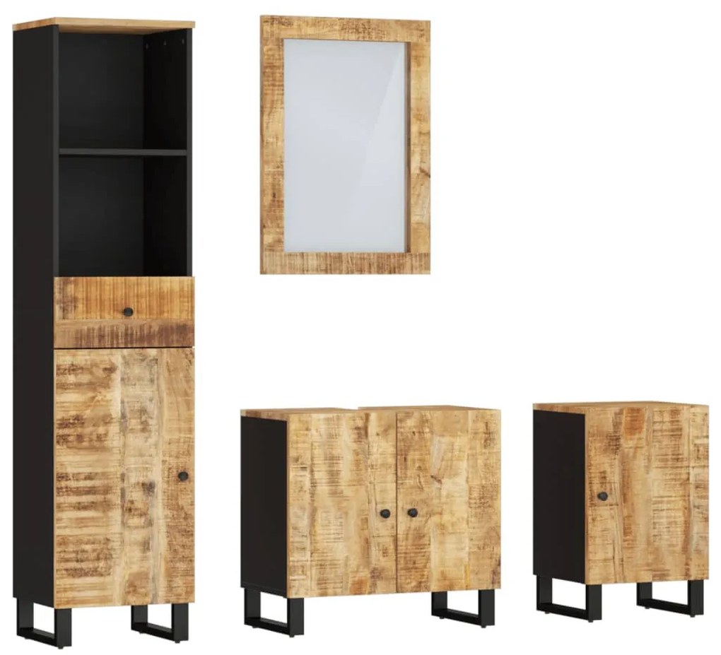 4 részes tömör mangófa fürdőszobai bútorszett