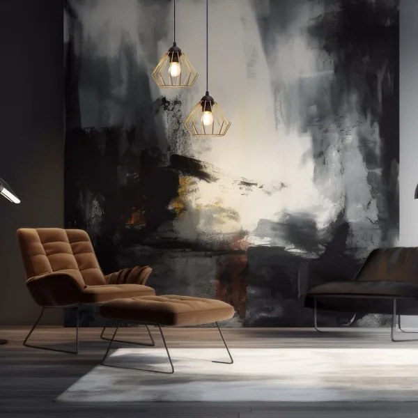 Csillár zsinóron CEED GOLD 2xE27/60W/230V átm. 28 cm fekete/arany