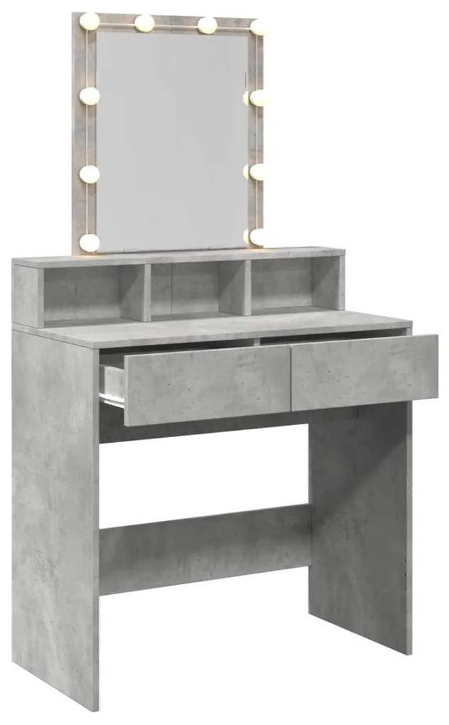 betonszürke fésülködőasztal LED-del 80 x 41 x 144,5 cm
