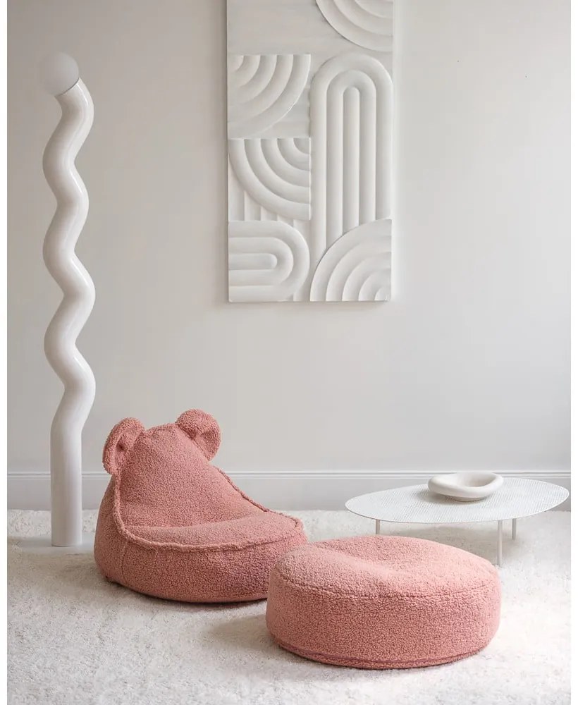 Rózsaszín buklé gyerek babzsákfotel Bear – Wigiwama