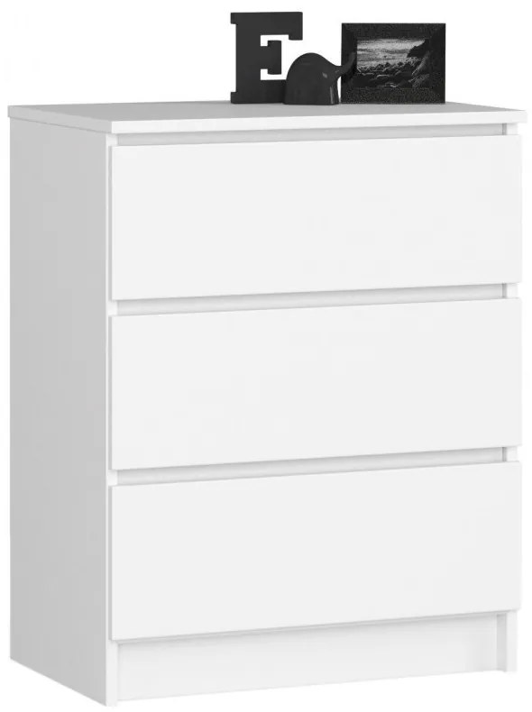 3 fiókos komód fehér 60*77*40 cm