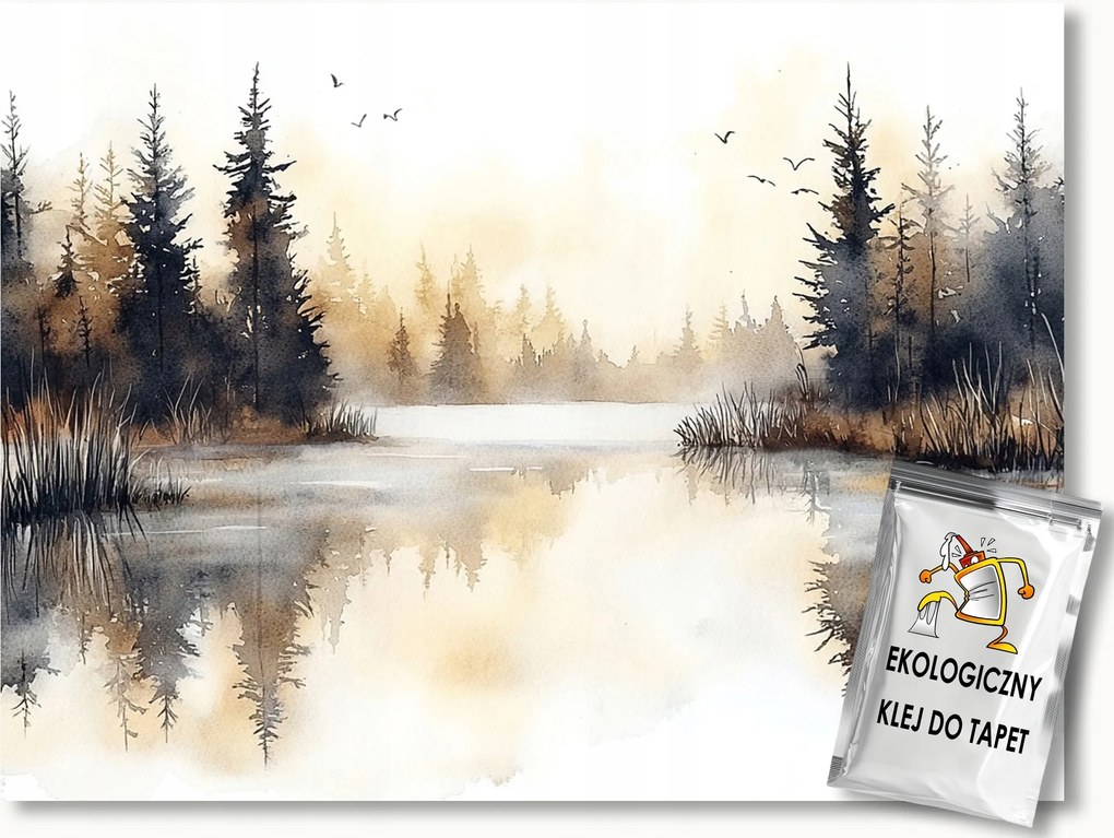 Fotótapéta Flizelina Tájkép Tó Erdő Fák Köd Barna Bézs 250x175 ragasztó