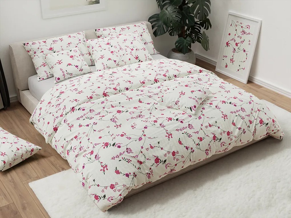 FLORAL CREAM krém krepp ágyneműhuzat Ágyneműhuzat mérete: 70 x 90 cm | 140 x 200 cm