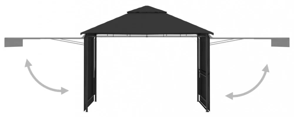 antracit pavilon dupla kibővített tetővel 3x3x2,75 m 180 g/m²