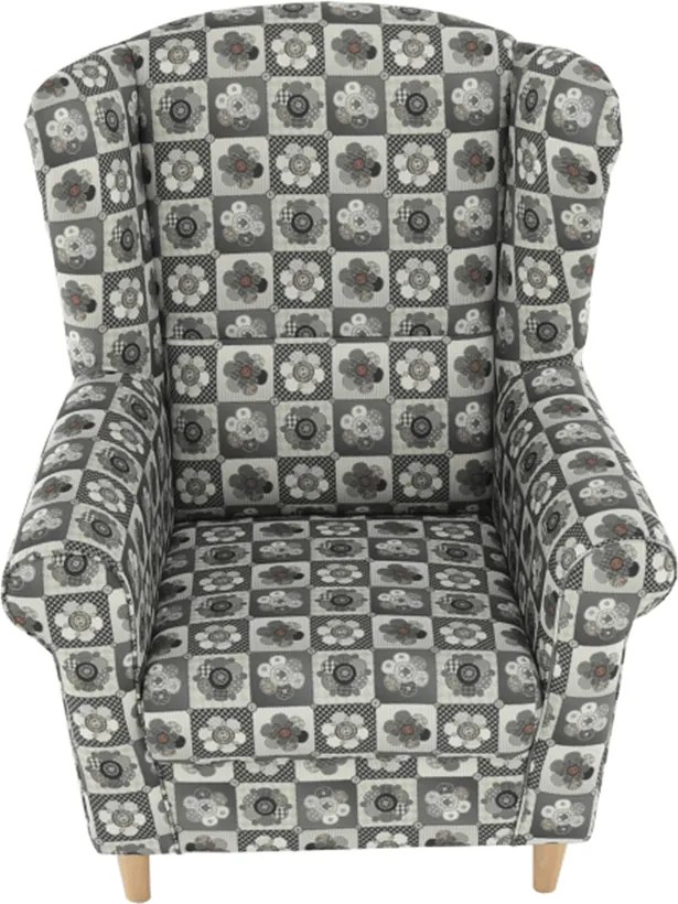 füles fotel puffal, szövet patchwork N1, ASTRID