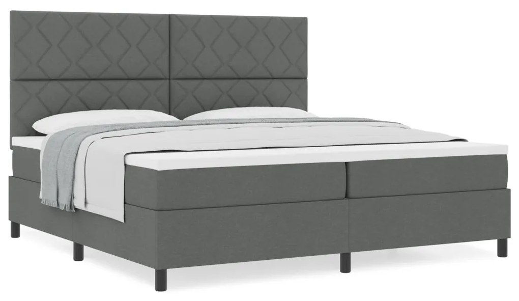 Boxspring Ágy Matraccal Sötét Szürke 200x200 cm Szövet