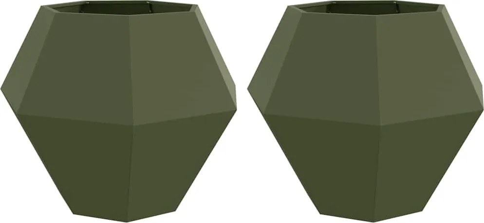vidaXL Növénytartó 2 pcs Olajzöld 100 x 100 x 80 cm Acél