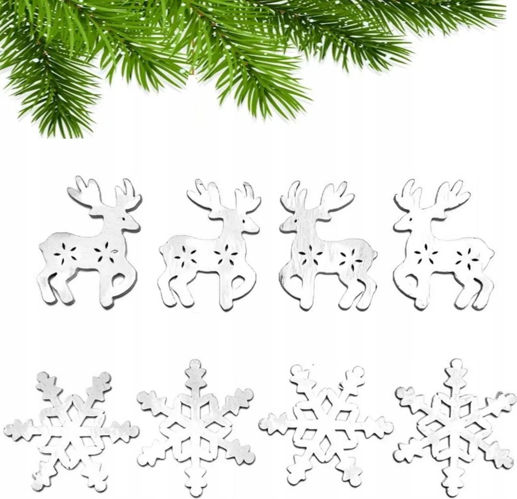 Karácsonyfadíszek Fából Fehér Karácsonyi Díszek 8 Db