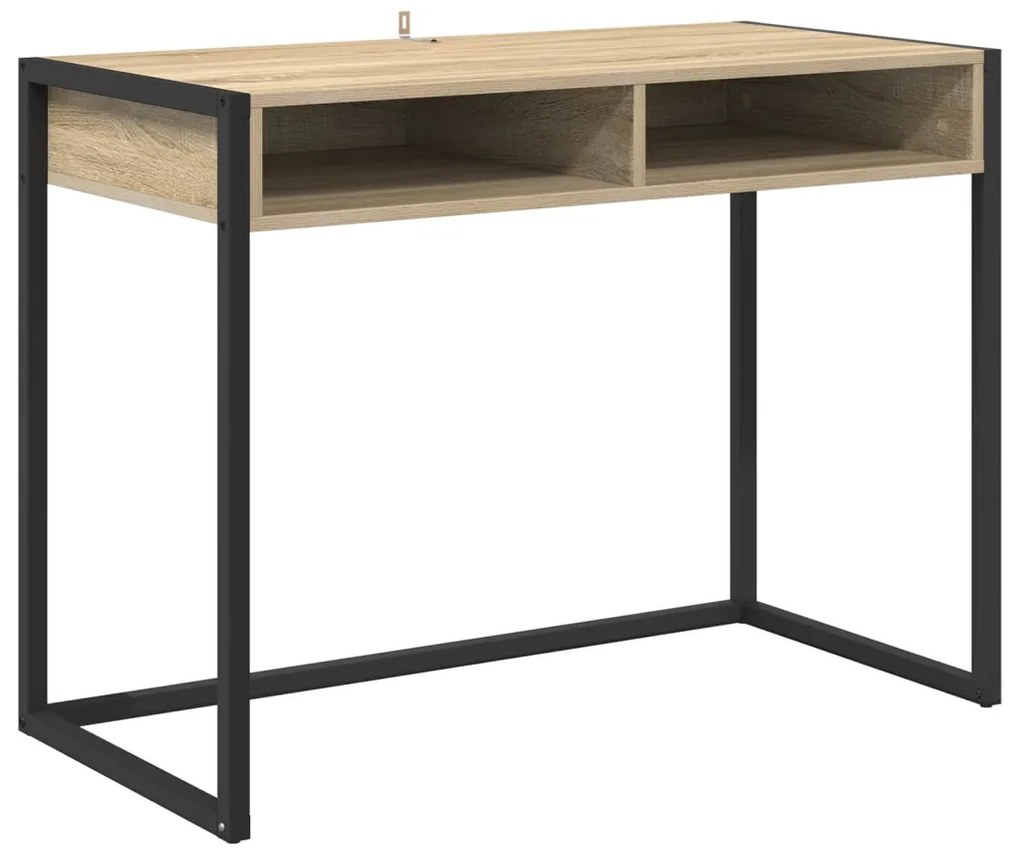 vidaXL Asztal tárolóval Sonoma 100 x 50 x 75 cm Faanyag