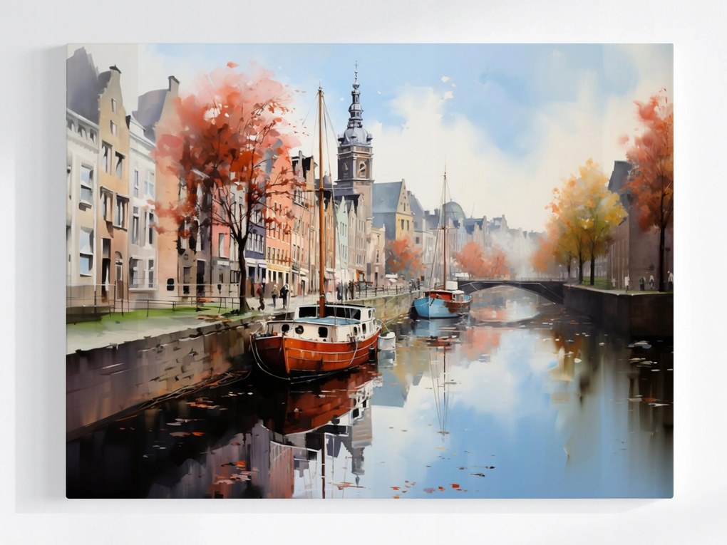 Poszter Város Óváros Bérházak Csatorna Híd Kilátás 100x75