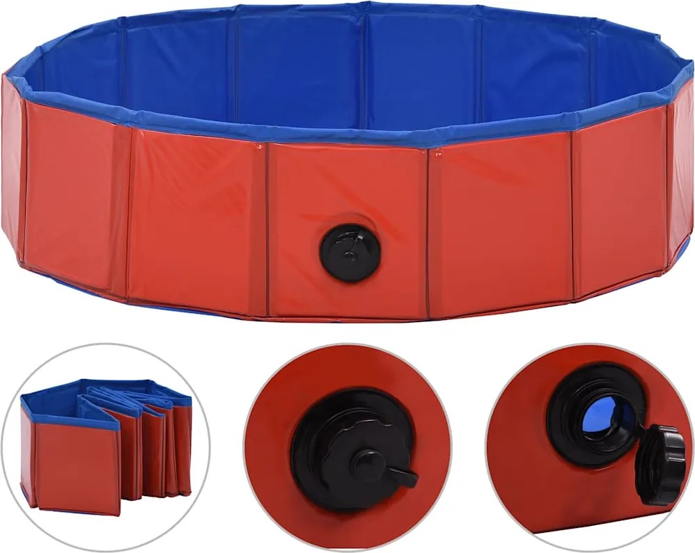vidaXL összehajtható piros PVC kutyamedence 80 x 20 cm