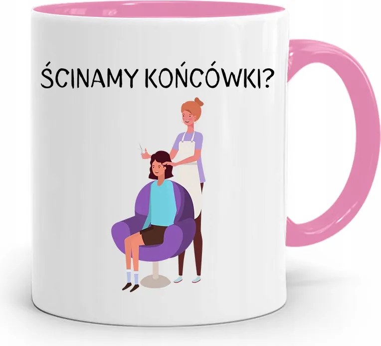 Rózsaszín Bögre Fodrásznak Vágjuk Le A Végeket fényképes nyomattal