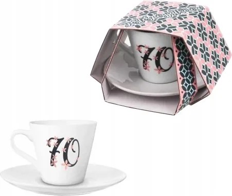 Csésze csészealjjal 230 ml 70. születésnap ajándék