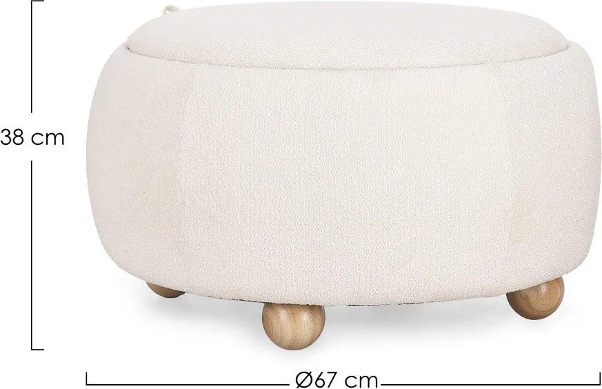 Krémszínű buklé puff Irisha – Bizzotto