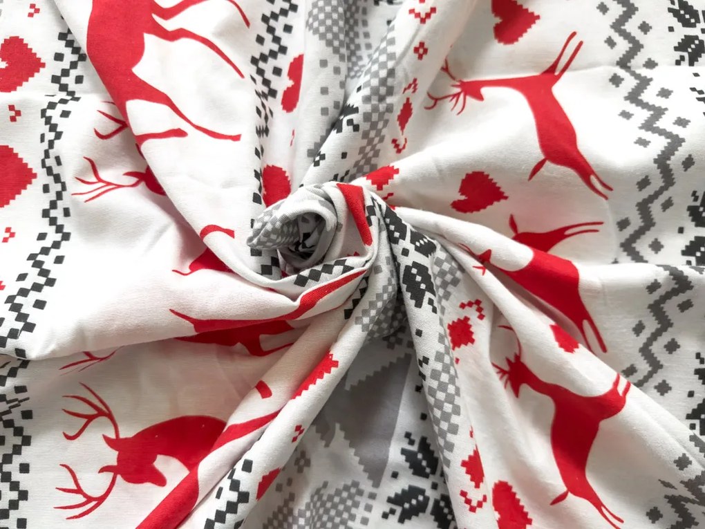 Flanel ágynemű DEER DREAMS fehér Ágyneműhuzat mérete: 2 db 70 x 90 cm | 200 x 220 cm