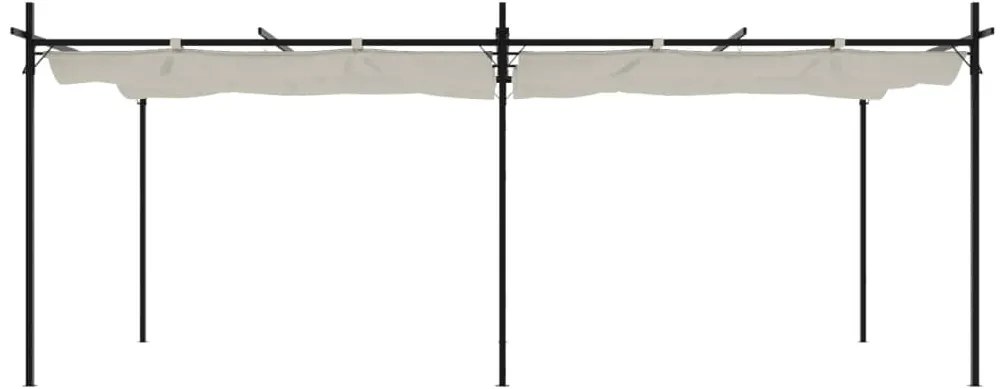 krémszínű pergola behúzható tetővel 589 x 292 x 230 cm