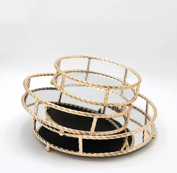 KÉSZLET 3x Dekoratív tálca átm. 27/33/37 cm arany