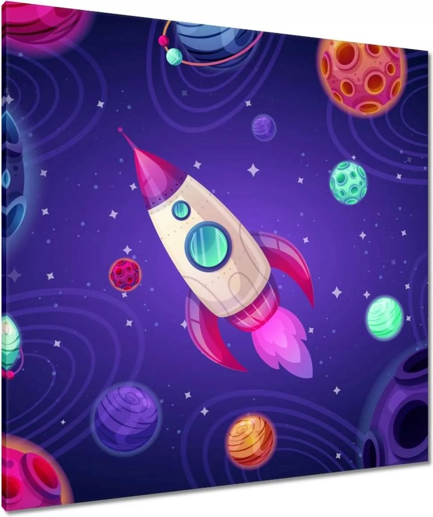 Vászonkép 90x90 Űrrakéta kicsiknek