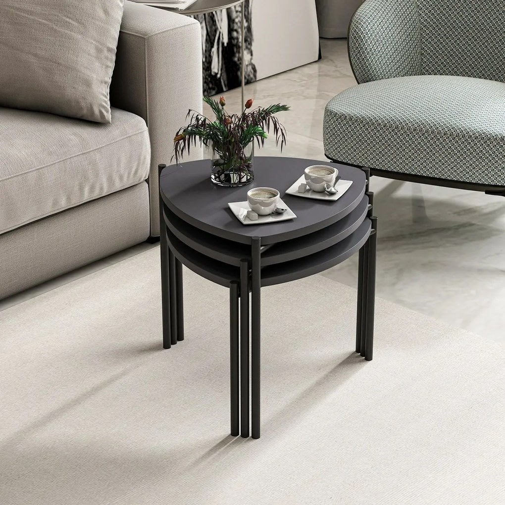 Lenny Anthracite tárolóasztal-készlet, 3 db