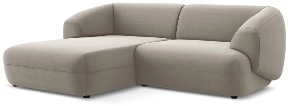 Bézs bársony sarokkanapé (bal oldali) Moana – Makamii