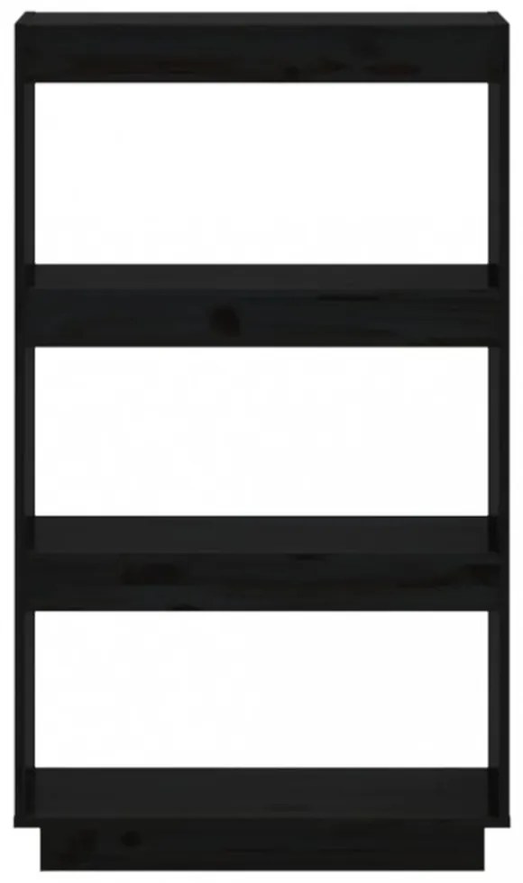 fekete tömör fenyőfa könyvszekrény/térelválasztó 60x35x103 cm