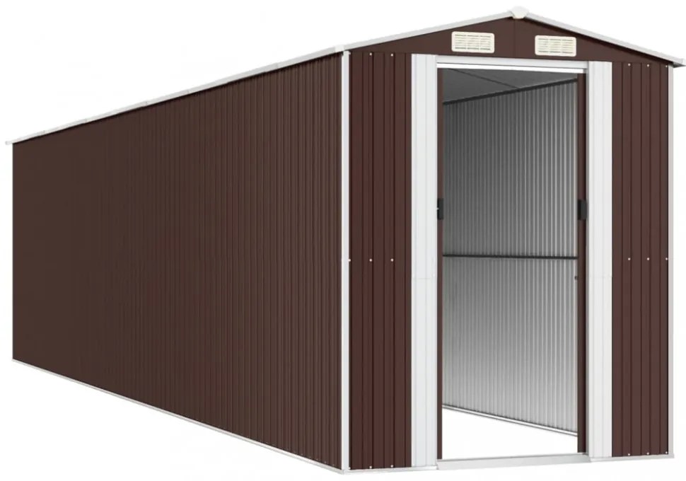 sötétbarna horganyzott acél kerti fészer 192 x 855 x 223 cm