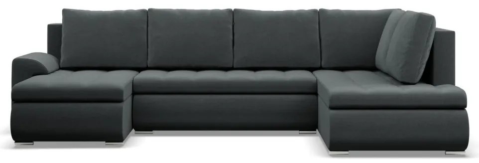 Tokio U sarokkanapé, 3 ágyneműtartóval, bársony, jobboldali, szürke