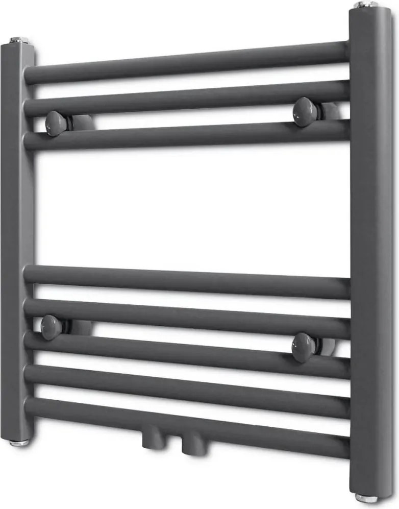 vidaXL Szürke fürdőszobai egyenes törölközőtartó központi fűtéssel 480x480 mm