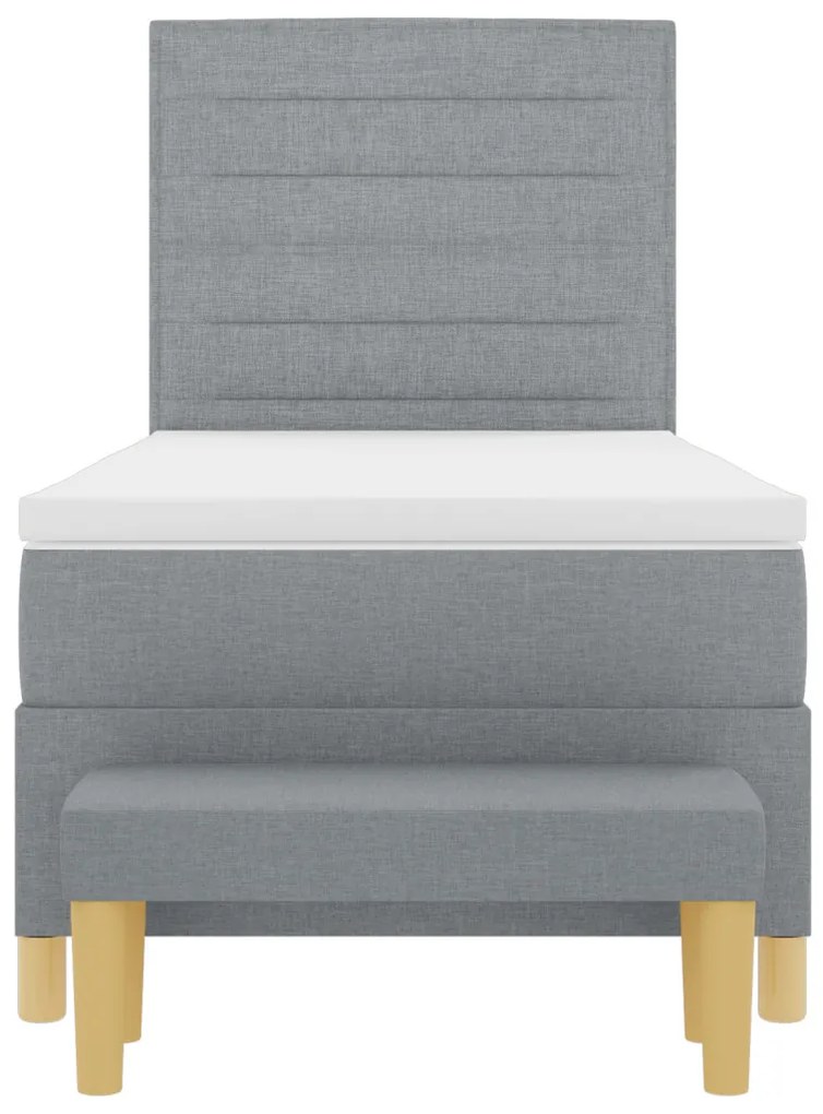 Boxspring ágy matraccal és padlóval Világosszürke 90x200 cm Szövet