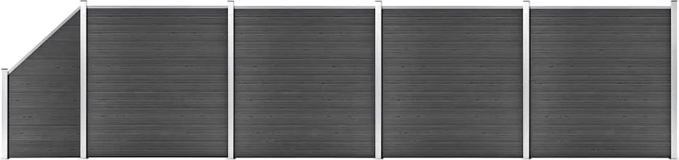 vidaXL fekete WPC kerítéspanelszett 792 x (105-186) cm